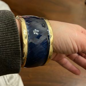 Blue & Gold Thick Cuff Bracelet